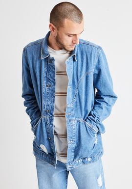 Jaqueta jeans assimétrica
