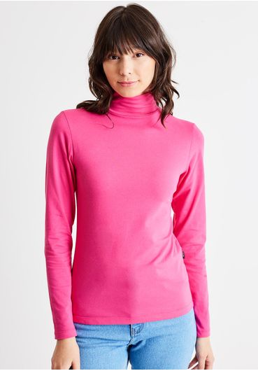 Blusa básica cotton manga longa pink