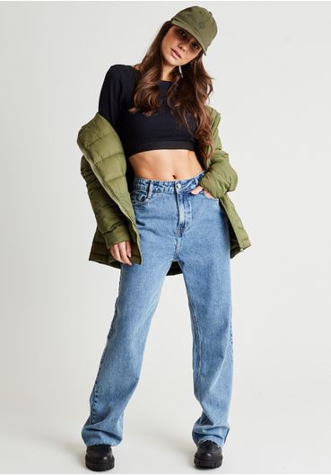 Blusa cropped manga longa