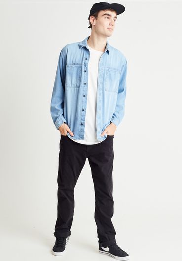 Camisa jeans manga longa
