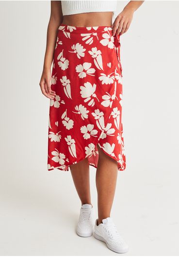 Saia de viscose Midi floral