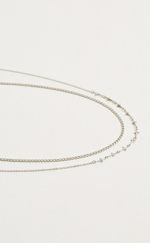 Conjunto colar metal banhado cruz