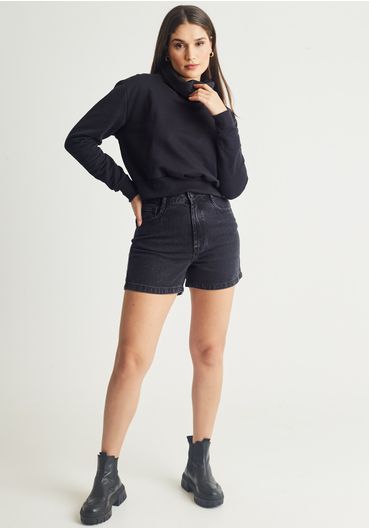Blusão cropped moletom gola alta