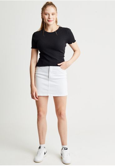 Blusa básica canelada preta