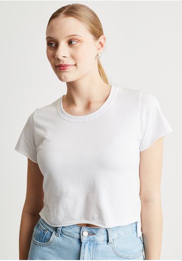 Blusa básica cropped branca