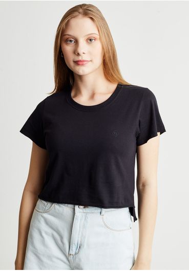 Blusa básica cropped preta