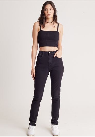 Calça jeans skinny five pockets black