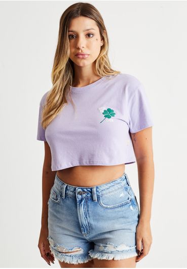 Blusa de algodão cropped trevo