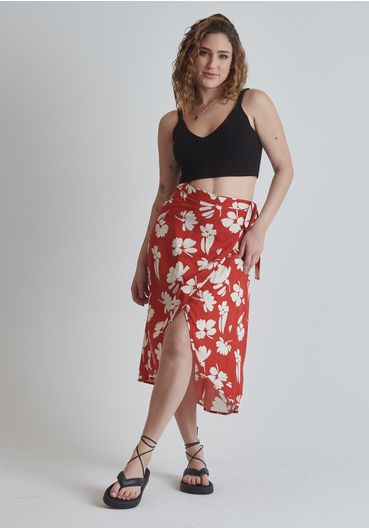 Saia de viscose Midi floral