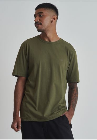 Camiseta Básica Manga Curta Verde Oliva