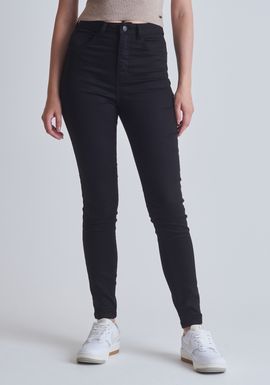 Calça jeans super power cintura alta skinny preta