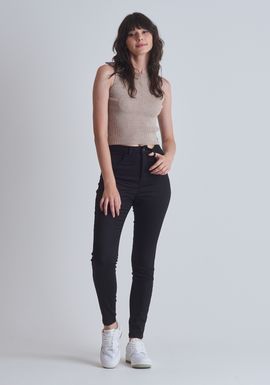 Calça jeans super power cintura alta skinny preto