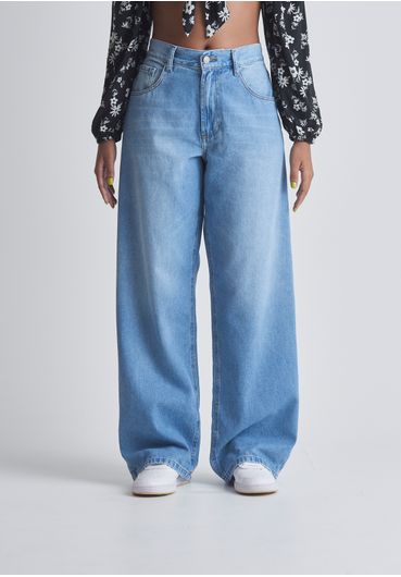 Calça jeans reta cintura media