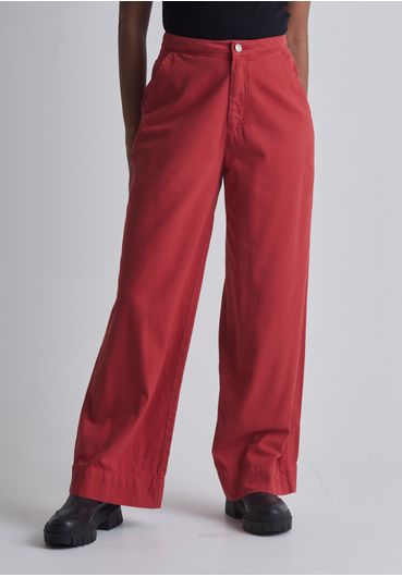 Calça wide leg cintura média alfaiataria vermelho