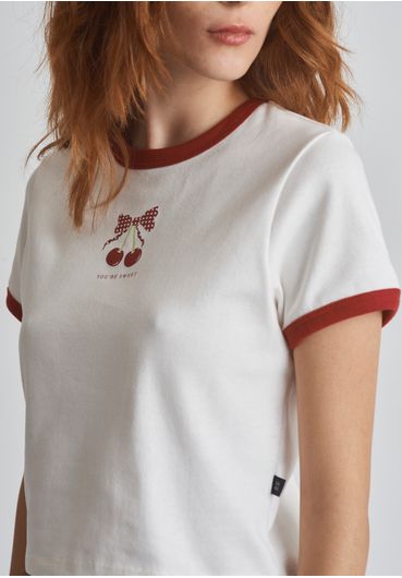 Blusa cropped cereja contraste vermelho