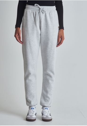 Calça básica moletom com punho mescla branco