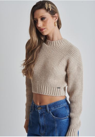 Blusão de tricot cropped