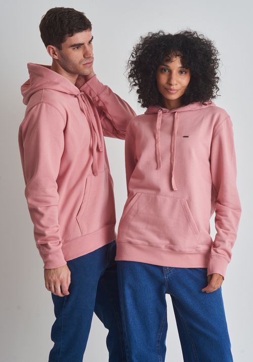 Moletom básico canguru com capuz rosa