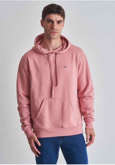 Moletom básico canguru com capuz rosa