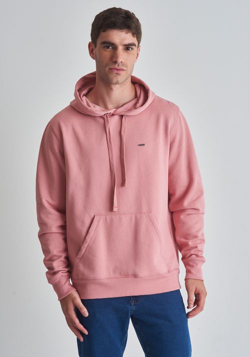 Moletom básico canguru com capuz rosa