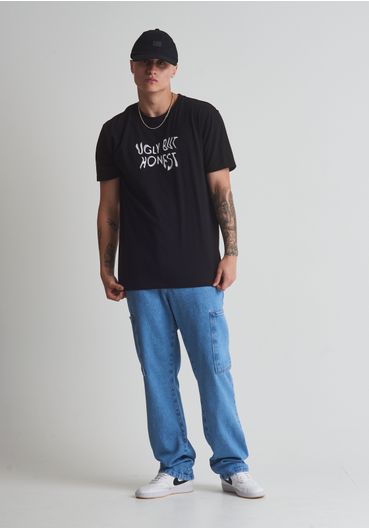 Calça jeans cargo blue médio