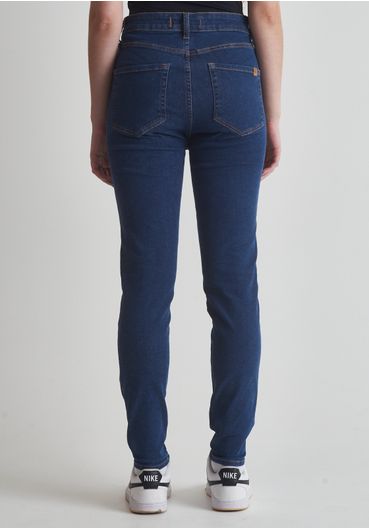 Calça jeans com elastano skinny cintura alta