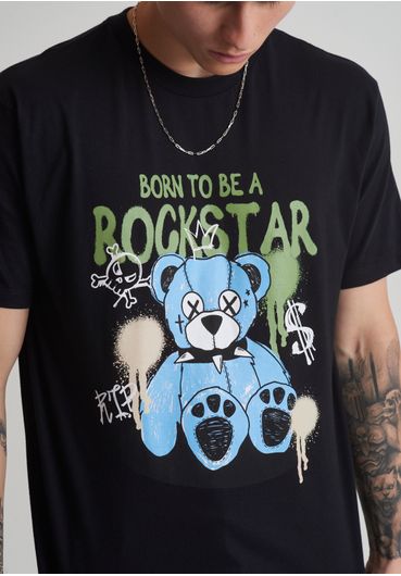 Camiseta Comfort em algodão estampa Rockstar