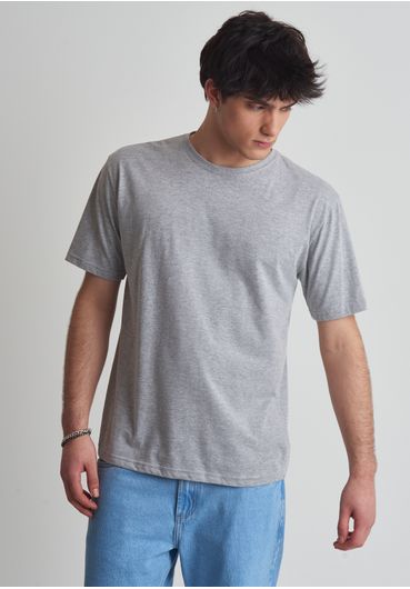 Camiseta básica gola redonda cinza