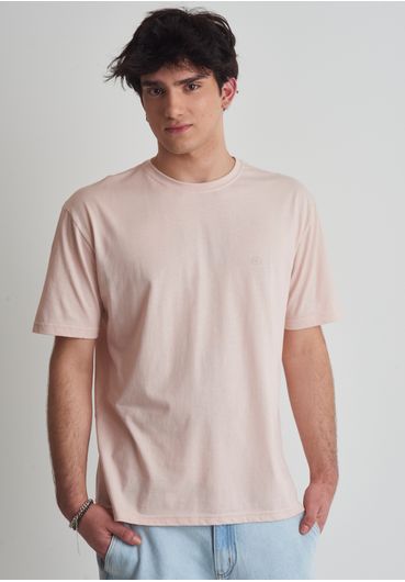 Camiseta básica gola redonda rosa lótus