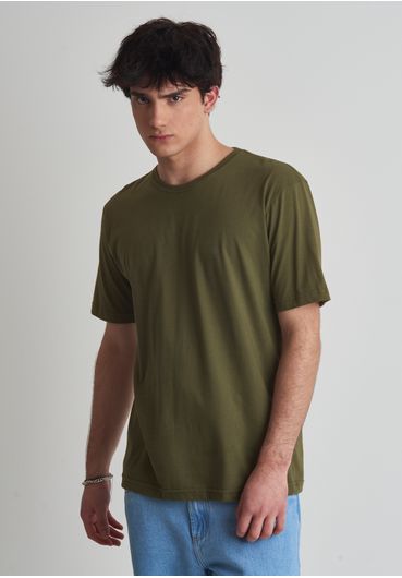 Camiseta básica manga curta - verde oliva