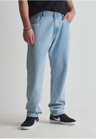 Calça jeans loose marmorizada
