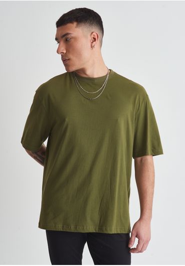 Camiseta básica  over fit verde oliva