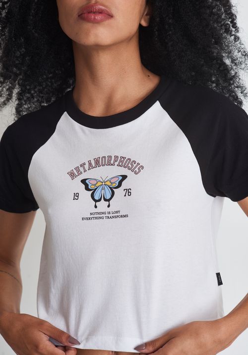 Blusa raglan Estampa metamorphosis borboleta