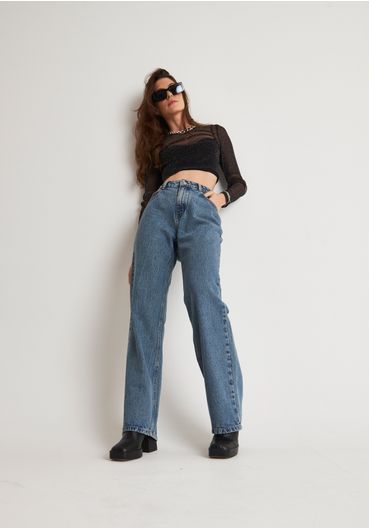 Calça jeans ampla lavada