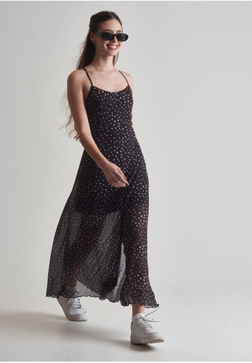 Vestido longo de alcinha corações