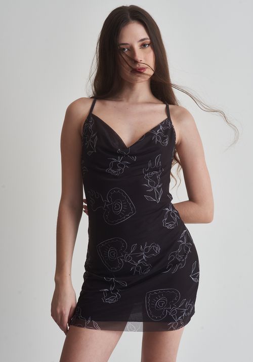 Vestido tule estampado