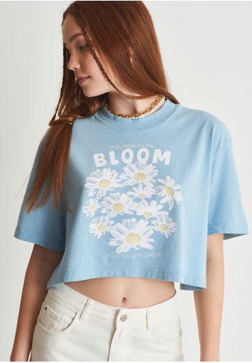 Camiseta cropped florzinhas