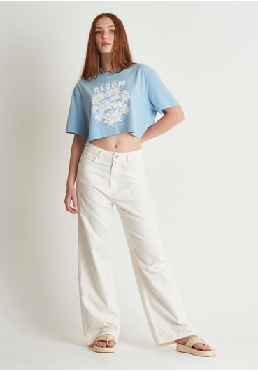 Camiseta cropped florzinhas