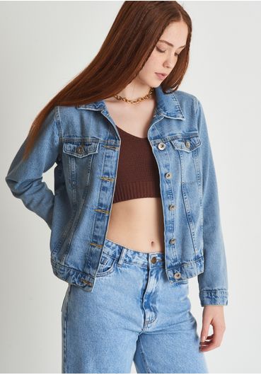 Jaqueta jeans tradicional marmorizada