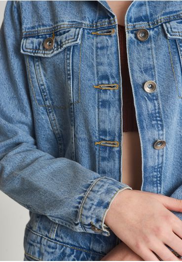 Jaqueta jeans tradicional marmorizada