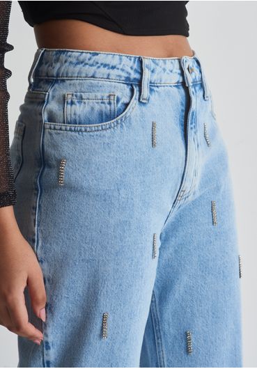 Calça jeans brilho cascata