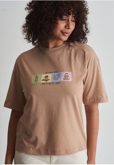 CAMISETA MANGA CURTA ESTAMPA MOOD PREGUIÇA