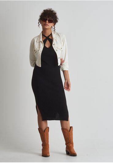 Vestido tricot midi