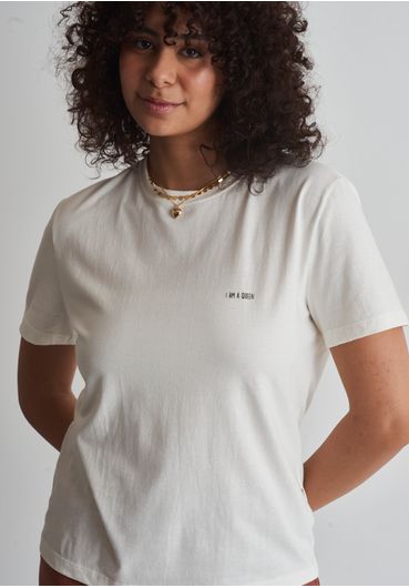 Camiseta em algodão estampa i am a queen
