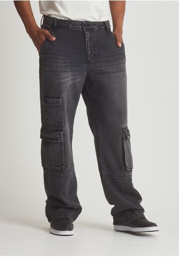 CALÇA JEANS BAGGY CARGO