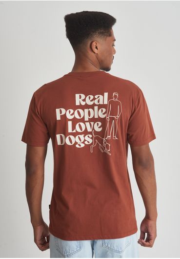 Camiseta de algodão estampa real people love dogs