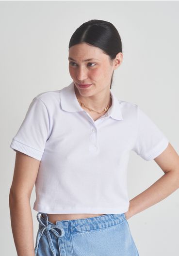 Camiseta básica polo piquet branca
