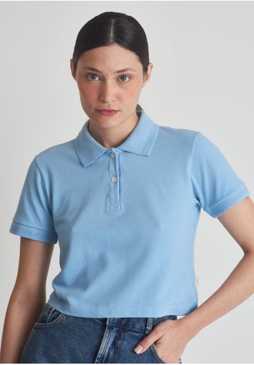 Camiseta básica polo piquet azul claro