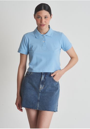 Camiseta básica polo piquet azul claro