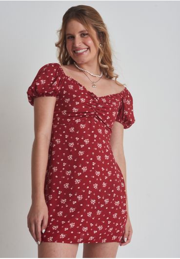 Vestido estampado manga bufante